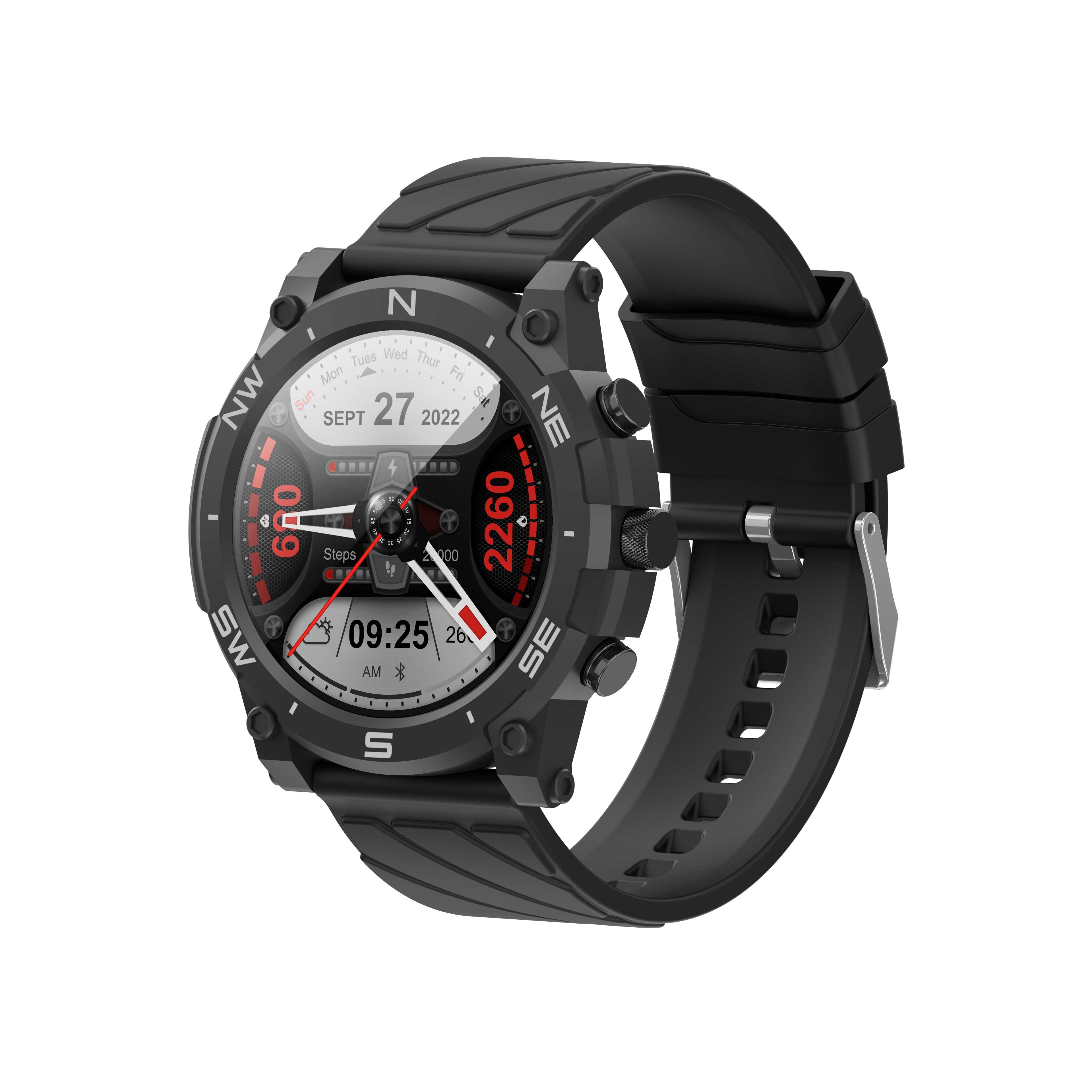 Military Smart Watch for Men Outdoor Waterproof Tactical Smartwatch  Bluetooth Dail Calls Speaker 1.3'' HD Touch Screen Fitness Tracker Watch  Compatible with iPhone Samsung 