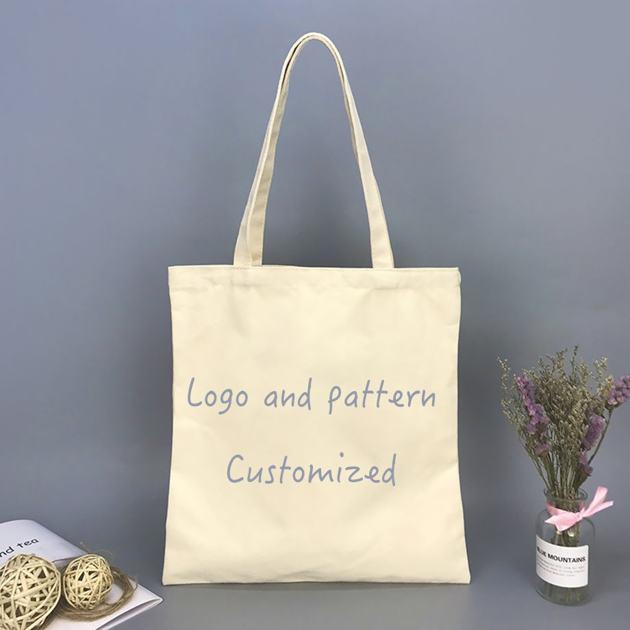 Reversible Cotton Canvas Blank Tote Bags Custom Shopping Bags Logo Printed  - AliExpress