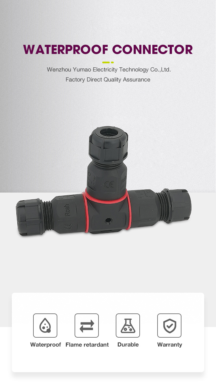 IP44 Waterproof Outdoor T-Shape 3-Way Cable Connector – For Christmas Fairy Lights – LightsGo Black