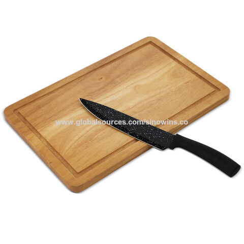 Kit de Cocina tabla para picar 5 piezas madera y acero PROMOCIONAL