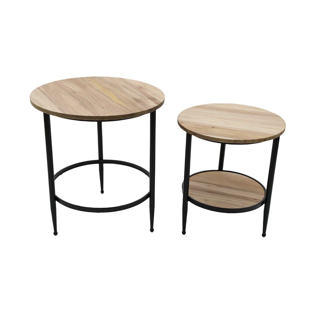 Buy Wholesale China Round Soild Wood Coffee Table With Iron Legs For ...