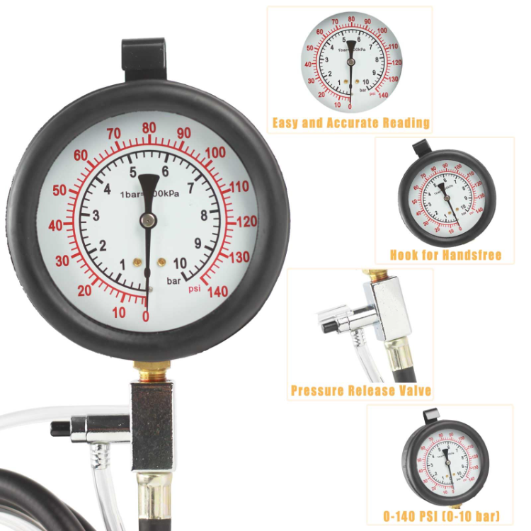 45pcs Fuel Pressure Test Kit Car Fuel Interjection Pressure Gauge