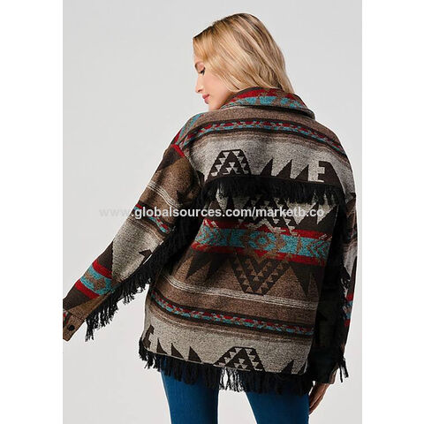 2023 Autumn And Winter Thick Woolen Tweed Navajo Vintage Aztec Jackets Coat With Tassel Women s Aztec Jacket Shacket Women s Coat Buy China Wholesale Aztec Jackets 11.7 Globalsources