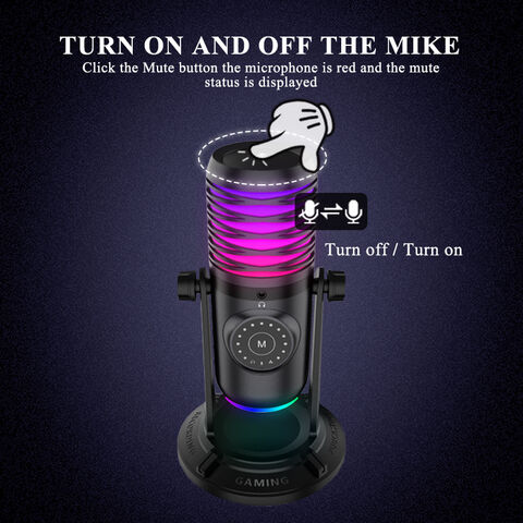 Microphone USB Professionnel pour Enregistrement YouTube, Microphone à Condensateur avec Lumière RGB