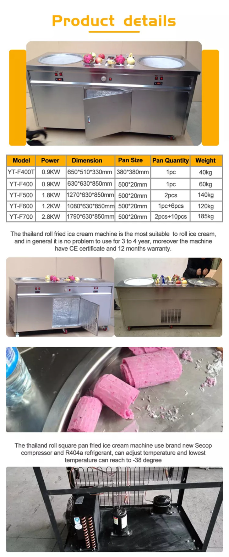 Customized Double Pan Rolled Ice Cream Machine with 10 Bowls Manufacturers  and Factory - Cheap Price Double Pan Fried Ice Cream Machine - Yogemann