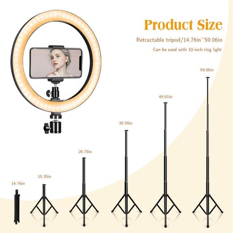 Anneau Lumineux LED avec Trépied de Sol et Support de Bureau avec Support Téléphone - Idéal pour Vidéo et Photo Professionnelles