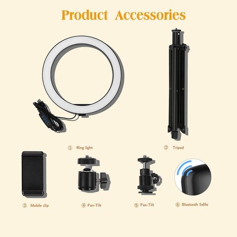 Anneau Lumineux LED avec Trépied de Sol et Support de Bureau avec Support Téléphone - Idéal pour Vidéo et Photo Professionnelles