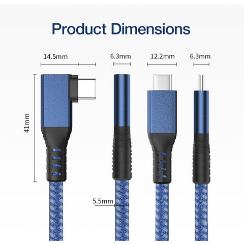 USB-C Male to USB-C Female Angled Cable USB 3.2 Gen3 20Gbps 240W 1m