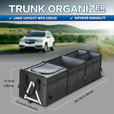  FORTEM Car Storage Organizer, Collapsible Multi Compartment SUV Trunk  Organizer, Non Slip Bottom, Adjustable Securing Straps, Foldable Cover  (Black, Standard Size) : Automotive