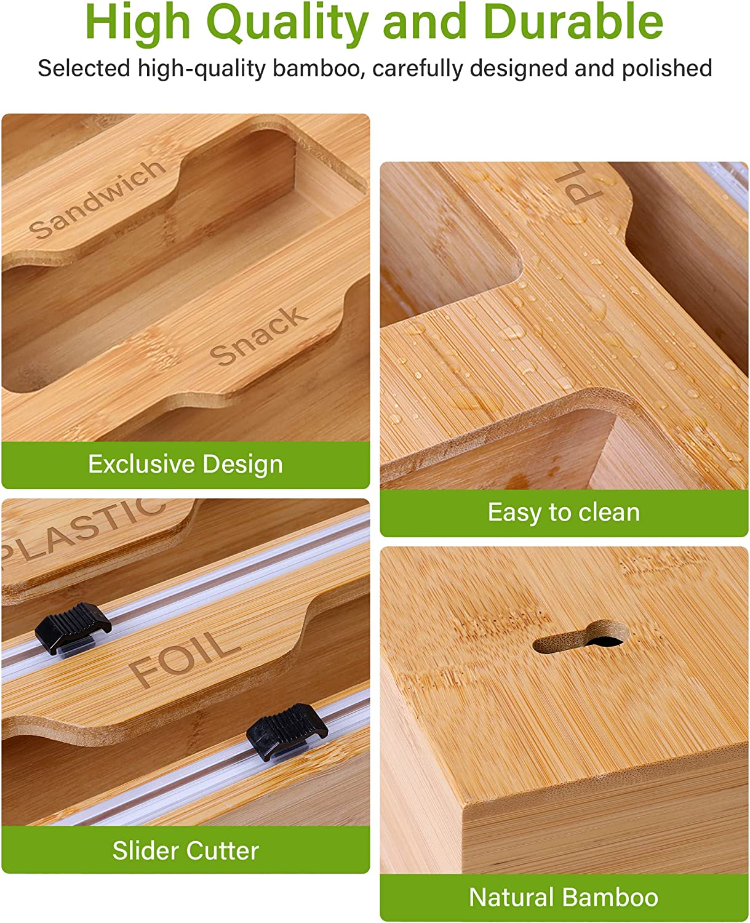 6 in 1 Ziplock Bag Organizer - Bamboo Sandwich Bag Organizer