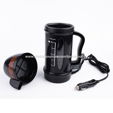 12 V 500ml Stainless Steel Thermos Heating Cup Car Auto Adapter Heated  Kettle Travel Mug Auto