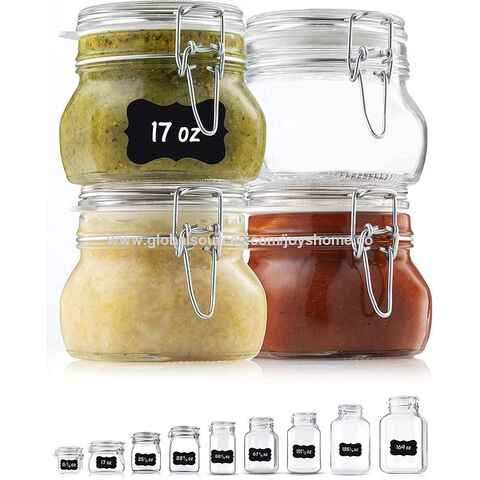 KKC Large Glass Storage Jar Canisters with Airtight Hinged Bamboo