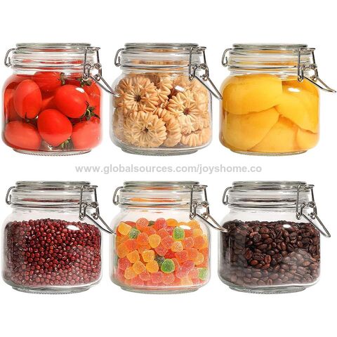 KKC Large Glass Storage Jar Canisters with Airtight Hinged Bamboo
