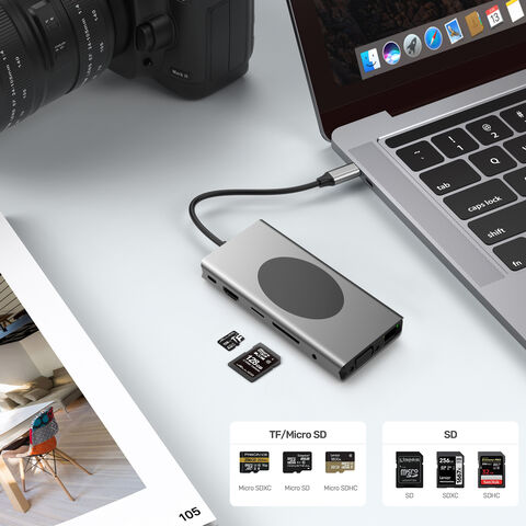 Docking Station USB 13 en 1 con 2 HDMI, 3 Puertos USB 2.0/3.0 de Alta Velocidad, Lector de Tarjetas TF/SD, RJ45 100M, Audio de 3.5 mm y Cargador Inalámbrico de 15W