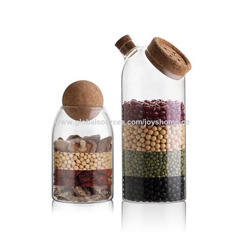 Large Glass Food Storage Jar Set , Decorative Coffee Bar Container With  Glass Flour Canister With Airtight Bamboo Lids For Kitchen Corner, Free  Flour