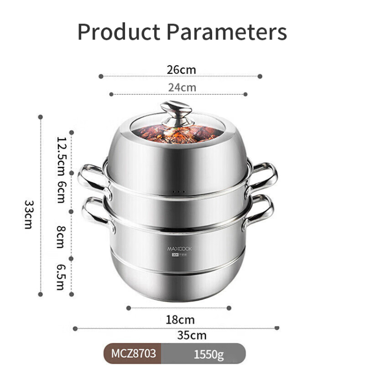 High Quality 30cm 304 Stainless Steel Steamer 3-layer Food Steamer Pot ...