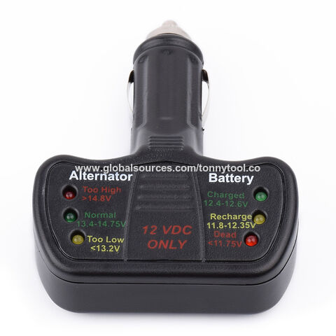 Testeur de Batterie 12V 6 Voyants LED Testeur Batterie Voiture Alternateur  12v Analyseur de Batterie pour