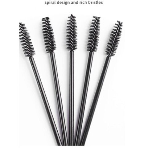 100PCS Silicone Mascara Wand Brush,Eyebrow Spoolie Brush Disposable Eyelash  Brush Wands for Eyelash Extensions (Transparent Black)