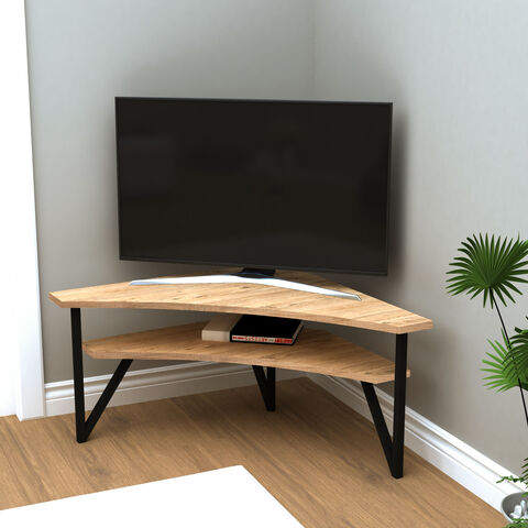 Lotte Corner Tv Stand Media Console Tv Lowboard Entertainment Center With Open Triangle Storage Shelf For Living Room White Buy Turkey Wholesale Tv Stand Entertainment Center Medai Stand Tv Board