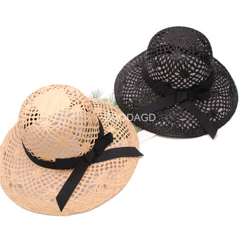 Casual Women's Packable Wide Brim Ribbon Straw Sun Beach Cloche Sun Hat