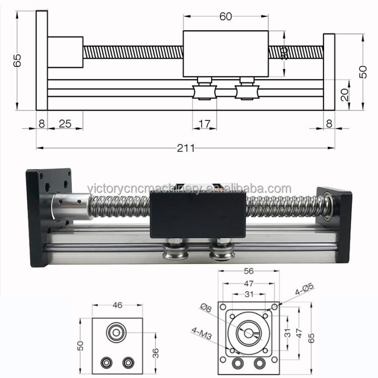 Gx Sfu1610 Travel 300mm Linear Actuator System Module Table Cnc Cross ...