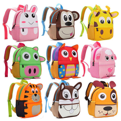 Sacs à dos scolaires pour enfants, motif animaux de dessin animé mignon et tendance, pas chers - Sac de rangement pour livres pour filles et garçons en maternelle