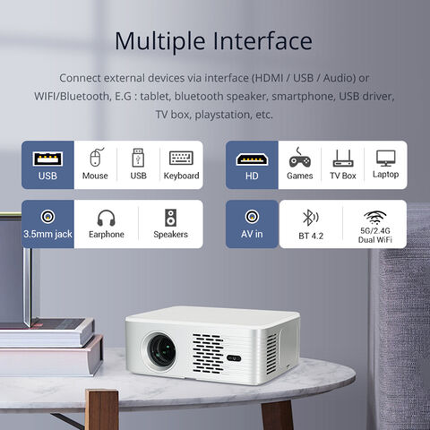 DLP Mini Projector Smart TV Android 9.0 7000 Lumens 2+16G 5G WiFi BT4.2 4K  1080P Full HD Movie Proyector Portable Home Theater
