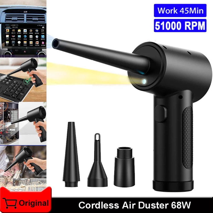 Compressed Air Duster, Cordless Duster, Keyboard Vacuum Cleaner, 51000 rpm,  3 Speeds, Powerful Compressed Air, Rechargeable 6000 mAh Battery for  Computer, Laptop, Sofa, PC and Car