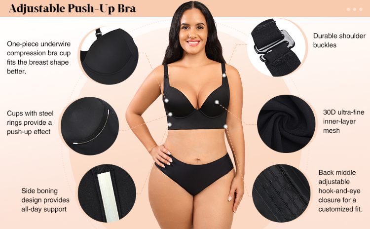 Push Up Bra Hides Side and Back Fat Deep Cup Extra Firm High Compression -  AliExpress