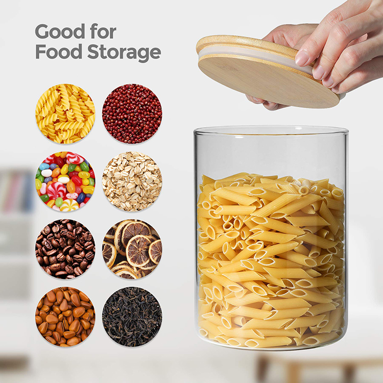 Glass Storage Jars 5 Set Clear Glass Food Storage Containers With ...