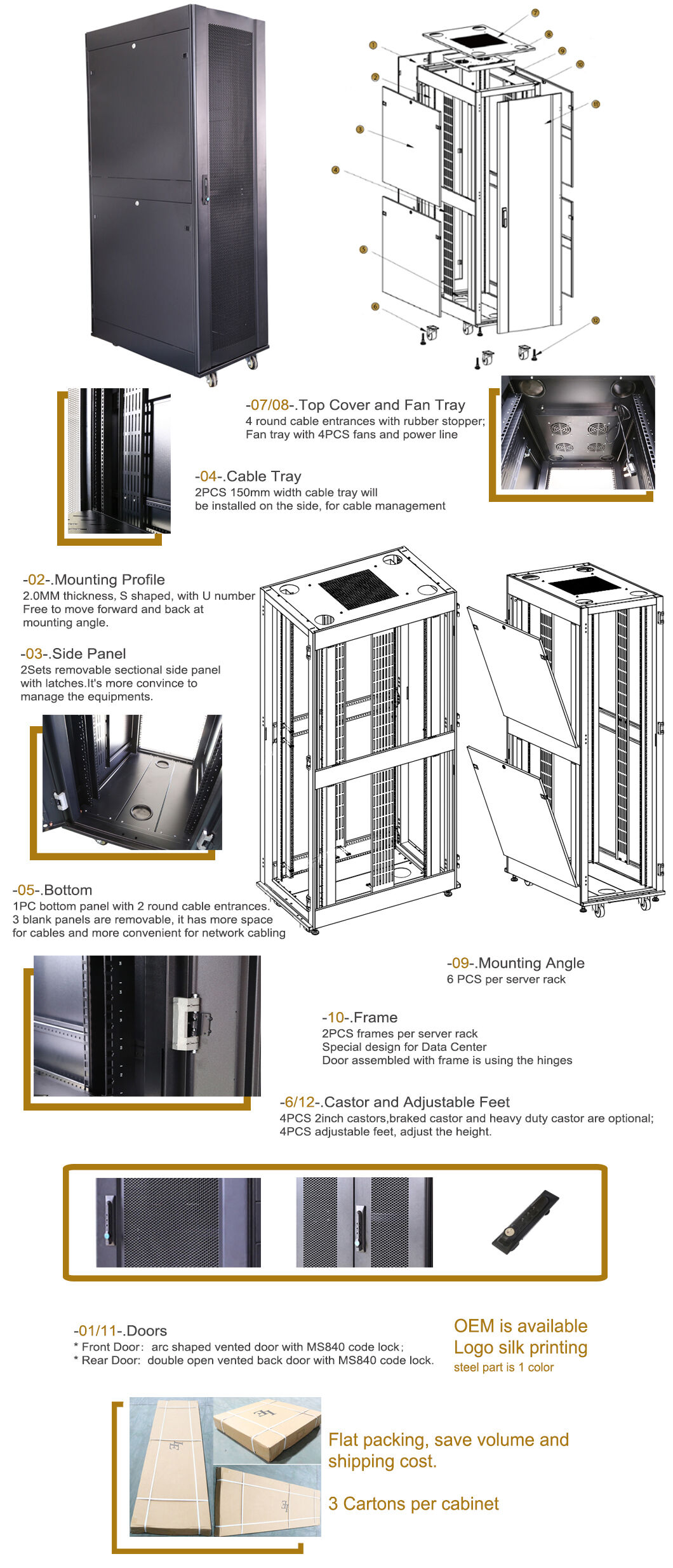 Pull Handle Server Rack Factory Direct High Quality China Wholesale 45u Server Rack Cabinet ...