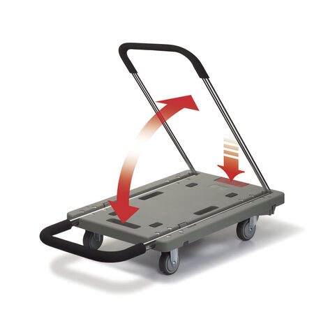 Diable/Chariot de manutention pliable avec plateforme et poignée chromée, gain de place pour le stockage - Offre B2B