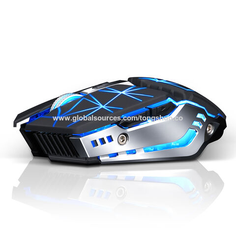 Souris de jeu sans fil rechargeable avec lumière respiratoire colorée, Mini souris optique USB
