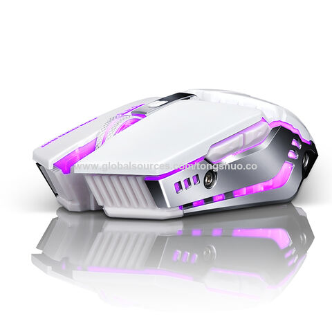 Souris de jeu sans fil rechargeable avec lumière respiratoire colorée, Mini souris optique USB