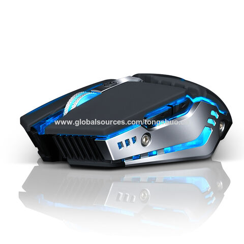 Souris de jeu sans fil rechargeable avec lumière respiratoire colorée, Mini souris optique USB