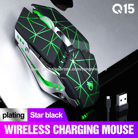 Souris de jeu sans fil rechargeable avec lumière respiratoire colorée, Mini souris optique USB
