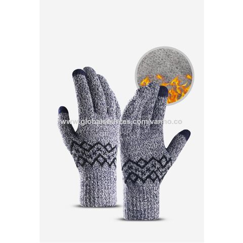 Winter Gloves For Men Women, Cold Weather Warm Touchscreen Glove Unisex -  Non - slip Grip - Elastic Cuff - Knit Stretchy Black Grey Medium