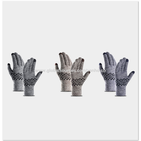 Winter Gloves For Men Women, Cold Weather Warm Touchscreen Glove Unisex -  Non - slip Grip - Elastic Cuff - Knit Stretchy Black Grey Medium