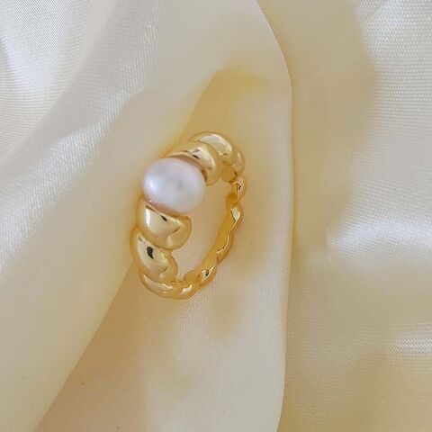 RRP: 2299$- 9ct Yellow gold Luxury Diamond &White Button Pearl Ring Size 7  Auction (0001-2556866) | Grays Australia