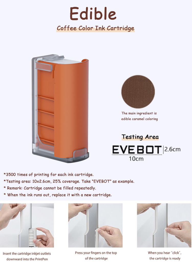 Evebot Food Digital Handheld Coffee Printer Portable Cake Printer Edible  Food Printing Machine Inkjet All Surfaces Printpen, Wifi Printer Fastest  Cartridge Inkjet Printer, Low Cost Pocket Quick Drying Ink Industrial The,  Inkjet