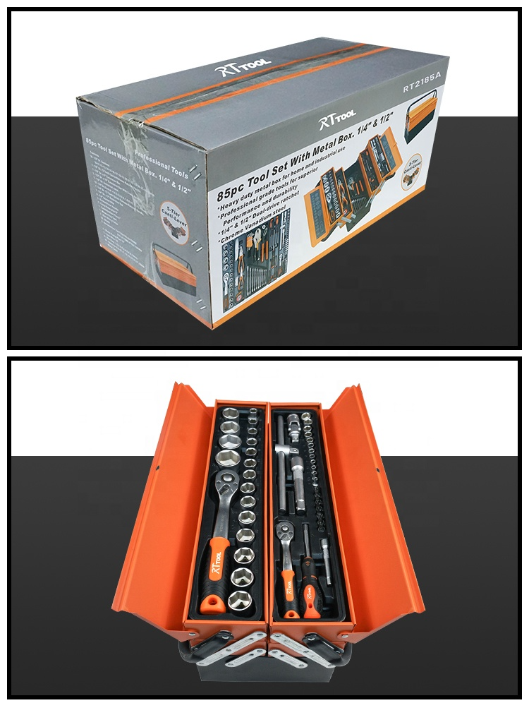 Home Use Car Repair Portable Socket Wrench Hand Tool Box Set - Drive - View #4