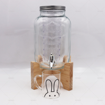 Buy Wholesale China Wholesale 1 Gallon 2 Gallon Bamboo Lid Glass Juice  Drink Beverage Dispenser Mason Jar With Tap And Wood Stand & Glass Beverage  Dispenser With Wood Stand at USD 4.99