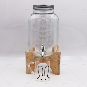 Glass Beverage Dispenser with Wood Stand - China Drinking Dispenser and Beverage  Dispenser price