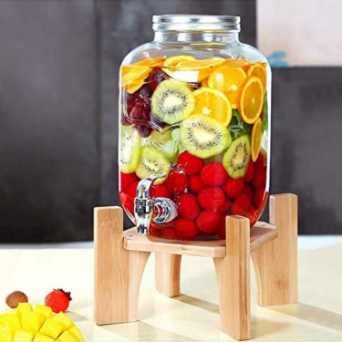 Glass Beverage Dispenser with Wood Stand - China Drinking Dispenser and Beverage  Dispenser price