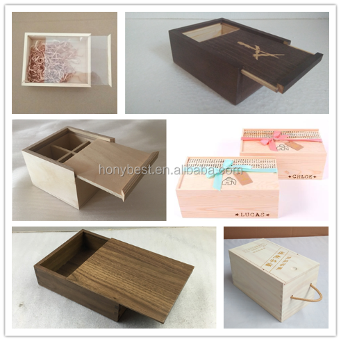Small Rustic Wooden Box Packaging Gift With Sliding Cover For Jewelry ...