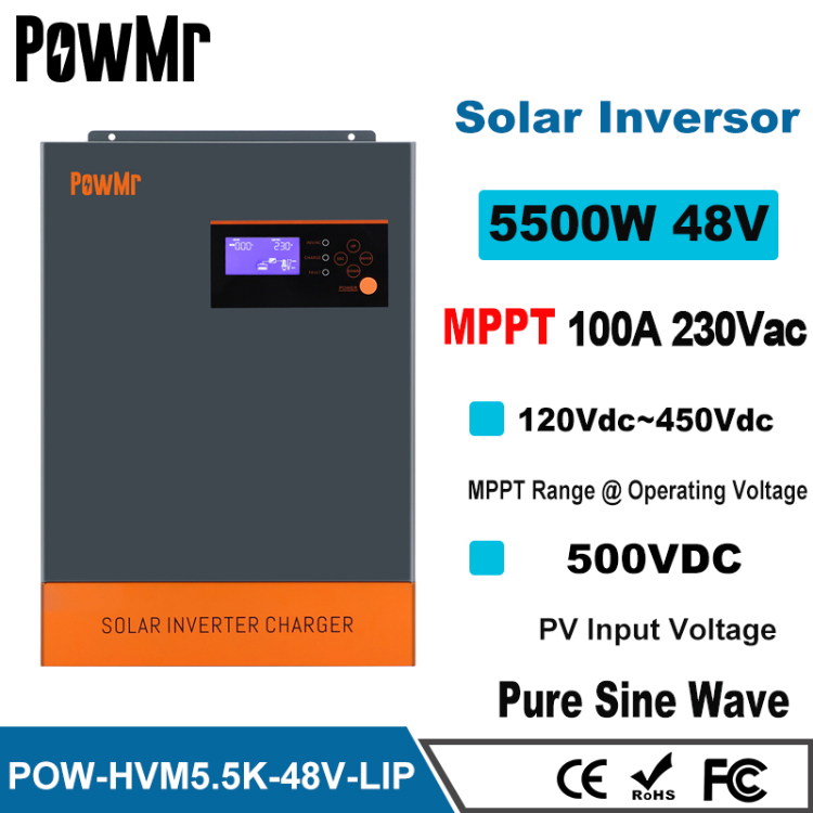 Powmr All In One Inverter 5.5kva 5.5kw Mppt 100a Max Pv Input 120v