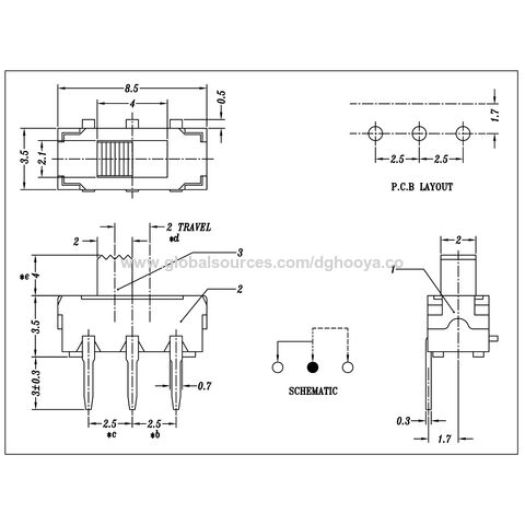 INTERRUPTOR 3 POSICIONES 3 PIN MANGO RC. 1 UNIDAD