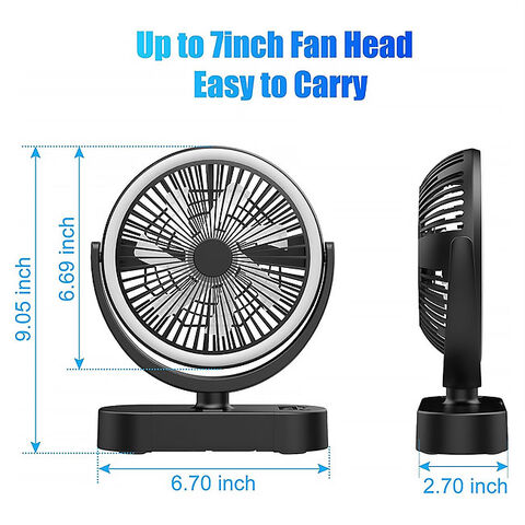 10000mAh Camping USB Fan w/ LED Lantern,Rechargeable Battery