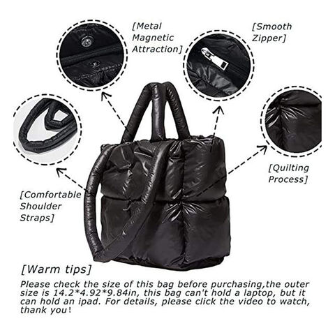 Women Quilted Tote Handbags Versatile Padded Shoulder Bag Large Capacity  Puffer Satchel Bag Winter Shopping Bag