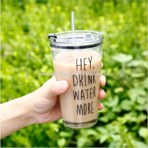 550ml Glass Cup With Bamboo Lids and Straw Transparent Bubble Tea Cup Juice  Glass Beer Can Milk Coffee Cups Breakfast Mocha Mugs